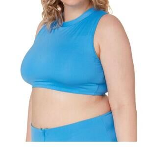 Andie Swim The Venice High Neck Swim Top Women's Small Turquoise Blue